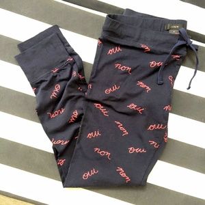 NWOT J. Crew "Oui non" leggings/pajama pants, navy